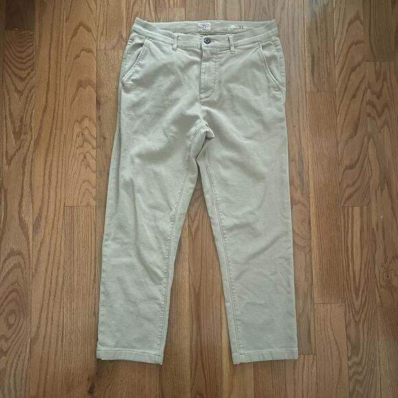 Faherty Mens Stretch Terry Slim Fit Pant 31 Desert Beige Casual Comfort Trousers - Picture 1 of 11